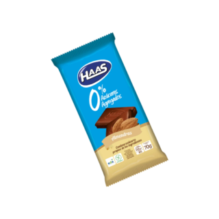 Chocolate con almendras 0% azúcar agregada HAAS 70 gr